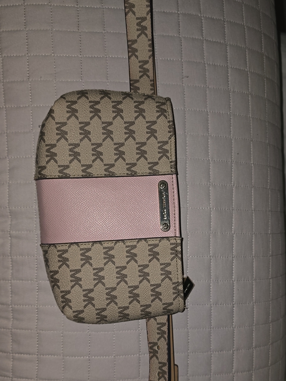 Michael Kors Beige Logo Hip or Crossbody with Pink Accent